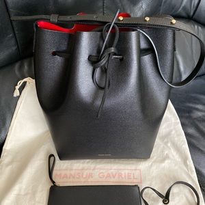 Mansur Gavriel Black Flamma Saffiano Bucket Bag